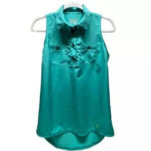 Under Armour Sleeveless Top Women's Medium Teal Loose Fit Heat Gear Lightweight